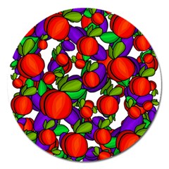 Peaches And Plums Magnet 5  (round) by Valentinaart