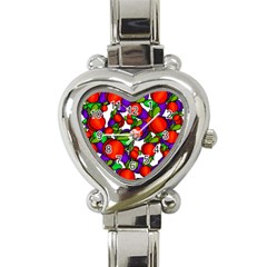 Peaches And Plums Heart Italian Charm Watch by Valentinaart