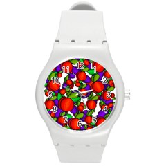 Peaches And Plums Round Plastic Sport Watch (m) by Valentinaart