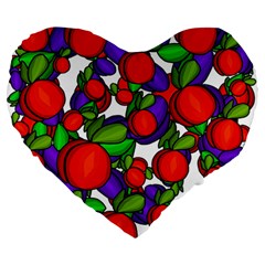 Peaches And Plums Large 19  Premium Heart Shape Cushions by Valentinaart