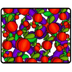 Peaches And Plums Double Sided Fleece Blanket (medium)  by Valentinaart