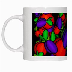 Plums And Peaches White Mugs by Valentinaart