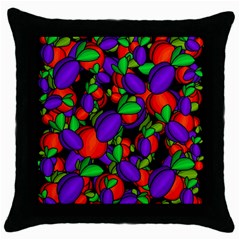 Plums And Peaches Throw Pillow Case (black) by Valentinaart