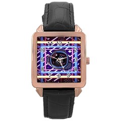 Abstract Sphere Room 3d Design Rose Gold Leather Watch  by Amaryn4rt