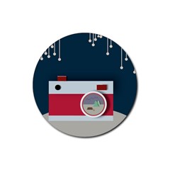 Camera Vector Illustration Rubber Coaster (round)  by Amaryn4rt