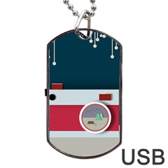 Camera Vector Illustration Dog Tag Usb Flash (one Side) by Amaryn4rt