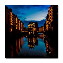 Hamburg City Blue Hour Night Tile Coasters by Amaryn4rt