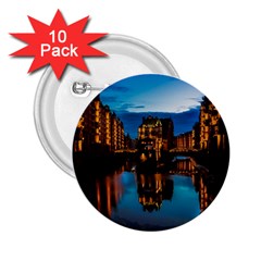 Hamburg City Blue Hour Night 2 25  Buttons (10 Pack)  by Amaryn4rt