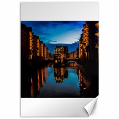 Hamburg City Blue Hour Night Canvas 12  X 18   by Amaryn4rt