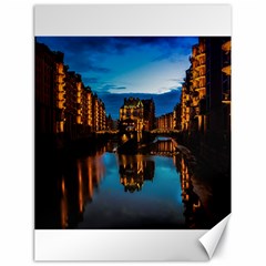 Hamburg City Blue Hour Night Canvas 18  X 24   by Amaryn4rt