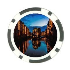 Hamburg City Blue Hour Night Poker Chip Card Guards by Amaryn4rt