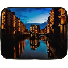 Hamburg City Blue Hour Night Fleece Blanket (mini)