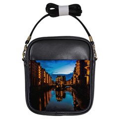 Hamburg City Blue Hour Night Girls Sling Bags by Amaryn4rt