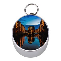 Hamburg City Blue Hour Night Mini Silver Compasses by Amaryn4rt