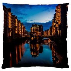 Hamburg City Blue Hour Night Standard Flano Cushion Case (one Side) by Amaryn4rt