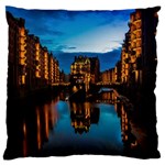 Hamburg City Blue Hour Night Large Flano Cushion Case (One Side) Front