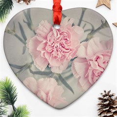 Cloves Flowers Pink Carnation Pink Ornament (heart)  by Amaryn4rt