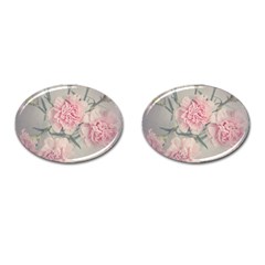 Cloves Flowers Pink Carnation Pink Cufflinks (oval) by Amaryn4rt