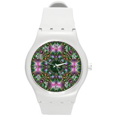 Digital Kaleidoscope Round Plastic Sport Watch (m)