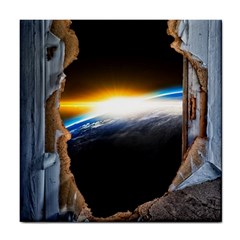 Door Breakthrough Door Sunburst Tile Coasters