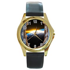 Door Breakthrough Door Sunburst Round Gold Metal Watch by Amaryn4rt