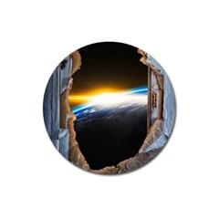 Door Breakthrough Door Sunburst Magnet 3  (round)