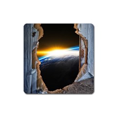 Door Breakthrough Door Sunburst Square Magnet