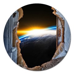 Door Breakthrough Door Sunburst Magnet 5  (round) by Amaryn4rt