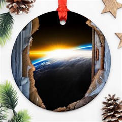 Door Breakthrough Door Sunburst Round Ornament (two Sides) 