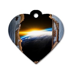 Door Breakthrough Door Sunburst Dog Tag Heart (one Side) by Amaryn4rt