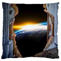 Door Breakthrough Door Sunburst Large Flano Cushion Case (one Side) by Amaryn4rt