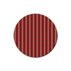 Pattern Background Red Stripes Rubber Round Coaster (4 Pack)  by Amaryn4rt