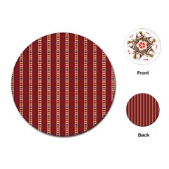 Pattern Background Red Stripes Playing Cards (round)  by Amaryn4rt