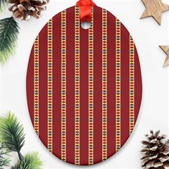 Pattern Background Red Stripes Oval Ornament (two Sides)