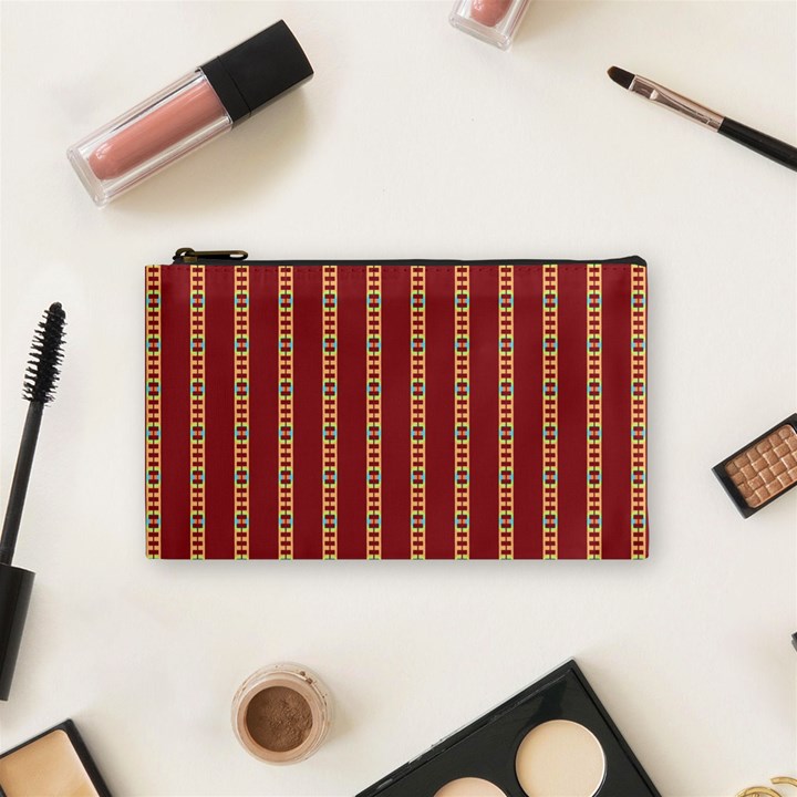 Pattern Background Red Stripes Cosmetic Bag (Small) 