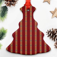 Pattern Background Red Stripes Christmas Tree Ornament (2 Sides)