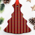 Pattern Background Red Stripes Christmas Tree Ornament (2 Sides) Front