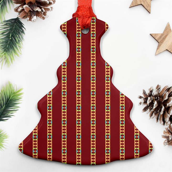 Pattern Background Red Stripes Christmas Tree Ornament (2 Sides)