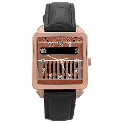 Stainless Structure Collection Rose Gold Leather Watch  by Amaryn4rt