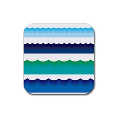 Water Border Water Waves Ocean Sea Rubber Coaster (square)  by Amaryn4rt