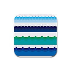 Water Border Water Waves Ocean Sea Rubber Square Coaster (4 Pack)  by Amaryn4rt