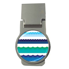 Water Border Water Waves Ocean Sea Money Clips (round)  by Amaryn4rt