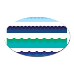 Water Border Water Waves Ocean Sea Oval Magnet by Amaryn4rt