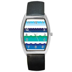 Water Border Water Waves Ocean Sea Barrel Style Metal Watch