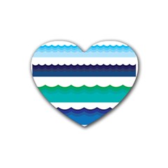 Water Border Water Waves Ocean Sea Rubber Coaster (heart) 