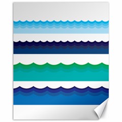 Water Border Water Waves Ocean Sea Canvas 11  X 14   by Amaryn4rt