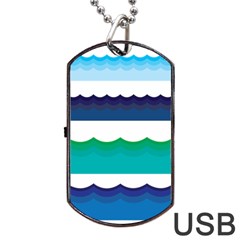 Water Border Water Waves Ocean Sea Dog Tag Usb Flash (two Sides)  by Amaryn4rt