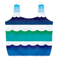 Water Border Water Waves Ocean Sea Full Print Recycle Bags (l) 