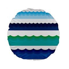 Water Border Water Waves Ocean Sea Standard 15  Premium Flano Round Cushions