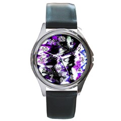 Abstract Canvas Acrylic Digital Design Round Metal Watch by Amaryn4rt